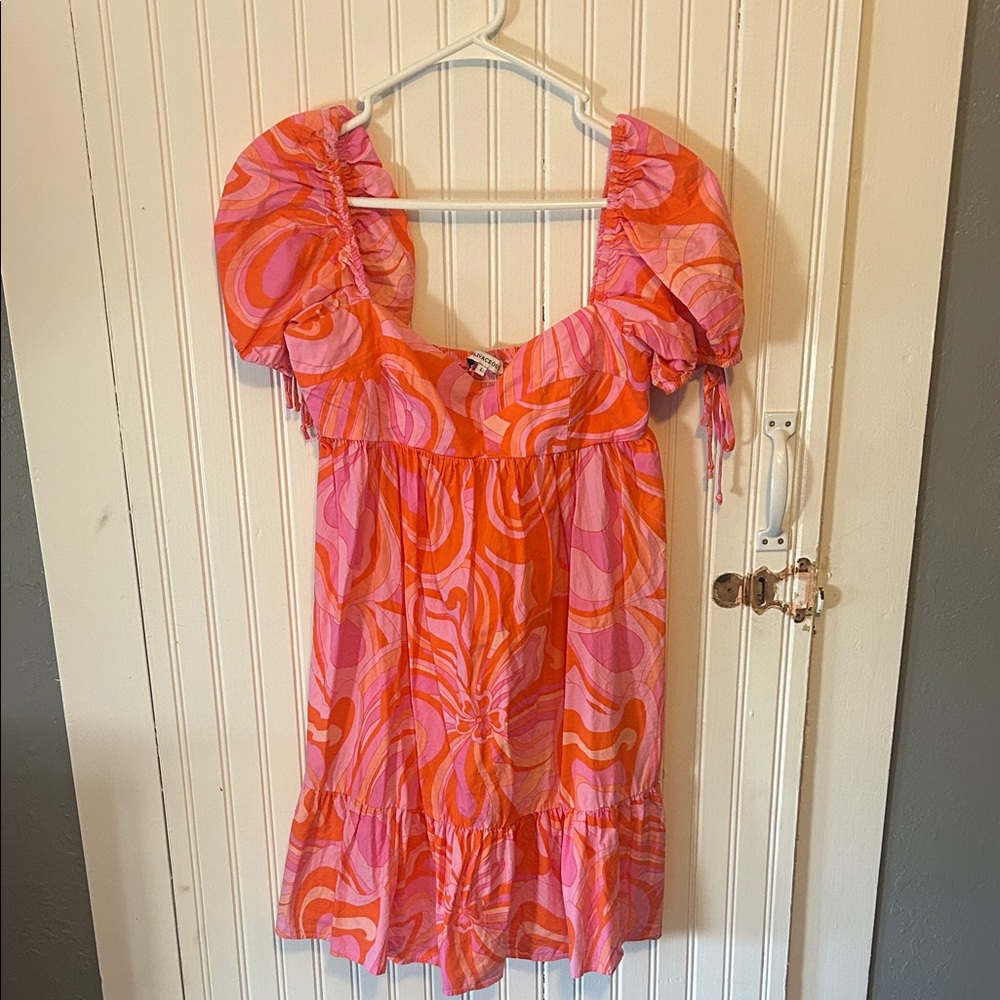 Olivaceous Pink and Orange Patterned Dress